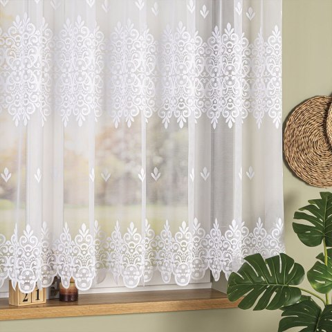 Firanka żakardowa ze wzorem pasowym, wysokość 155cm, kolor 001 biały 107628/000/001/000155/1