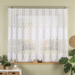 Firanka żakardowa ze wzorem pasowym, wysokość 155cm, kolor 001 biały 107628/000/001/000155/1