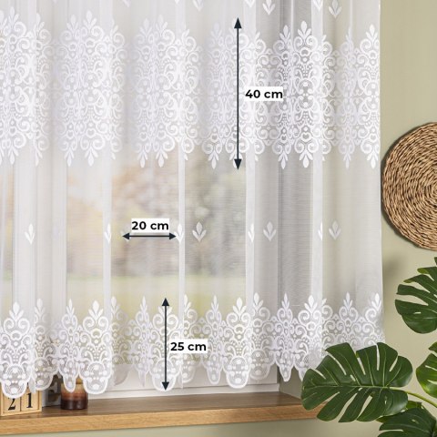 Firanka żakardowa ze wzorem pasowym, wysokość 155cm, kolor 001 biały 107628/000/001/000155/1