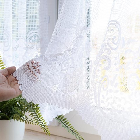 Zazdrostka żakardowa ze wzorem pasowym, wysokość 50cm, kolor 001 biały 044330/000/001/000050/1