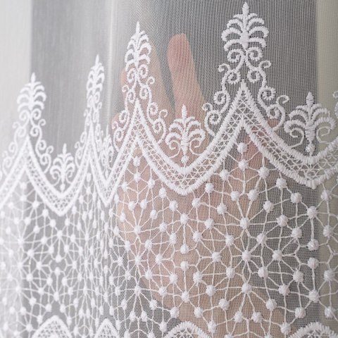 Firanka haftowana na metry FH0026 wysokość 285 cm kolor biały