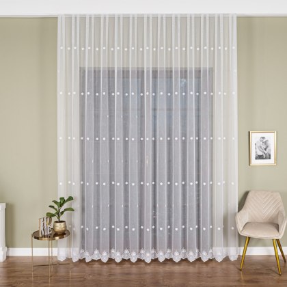 Firanka haftowana na metry FH0021 wysokość 285 cm kolor biały