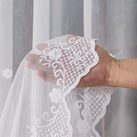 Firanka haftowana na metry FH0021 wysokość 285 cm kolor biały