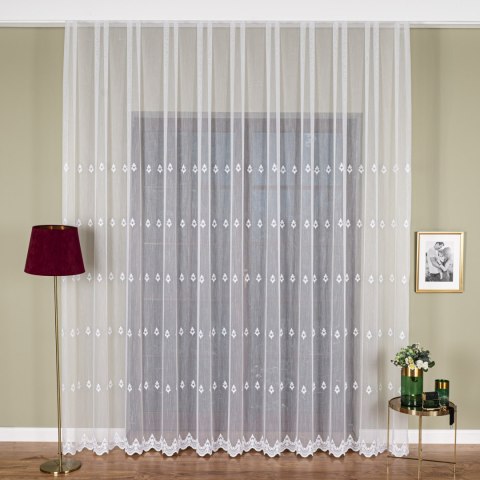 Firanka haftowana pasowa, wysokość 300cm, kolor 001 biały FH0040/768/001/000300/1