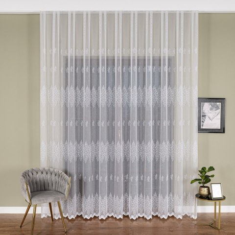 Firanka haftowana pasowa, wysokość 300cm, kolor 001 biały FH0043/768/001/000300/1