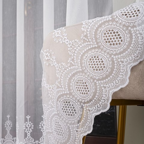 Firanka haftowana z samym dołem, wysokość 285cm, kolor 001 biały FH0022/768/001/000285/1