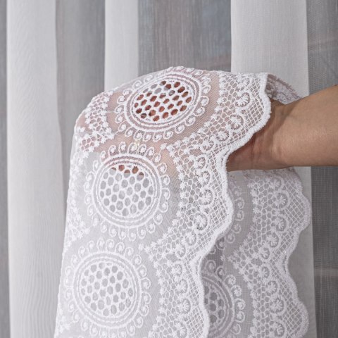 Firanka haftowana z samym dołem, wysokość 285cm, kolor 001 biały FH0022/768/001/000285/1