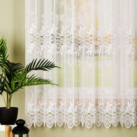 Firanka z aplikacją na markizecie 122467 wysokość 180 cm kolor biały