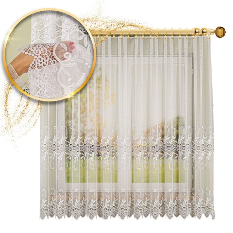 Firanka z aplikacją na markizecie 122467 wysokość 180 cm kolor biały