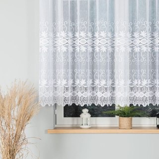 Firanka żakardowa ze wzorem pasowym, wysokość 140cm, kolor 001 biały 018960/000/001/000140/1