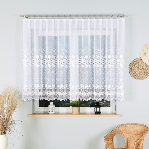 Firanka żakardowa ze wzorem pasowym, wysokość 140cm, kolor 001 biały 018960/000/001/000140/1