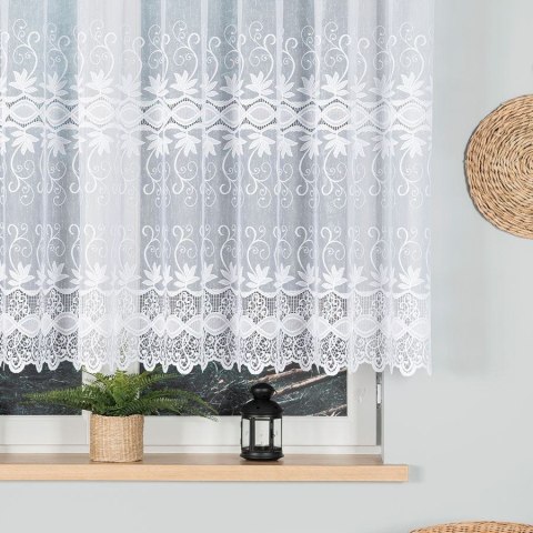 Firanka żakardowa ze wzorem pasowym, wysokość 140cm, kolor 001 biały 018960/000/001/000140/1