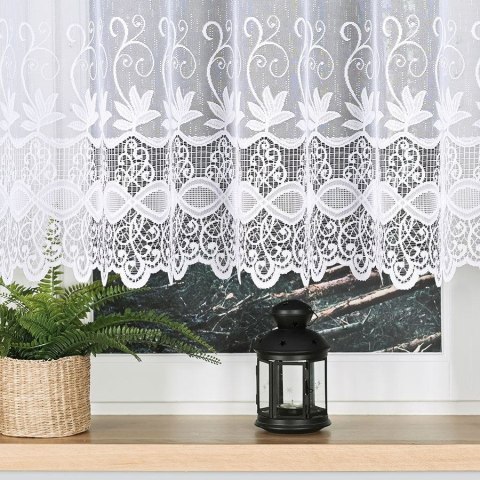 Firanka żakardowa ze wzorem pasowym, wysokość 140cm, kolor 001 biały 018960/000/001/000140/1