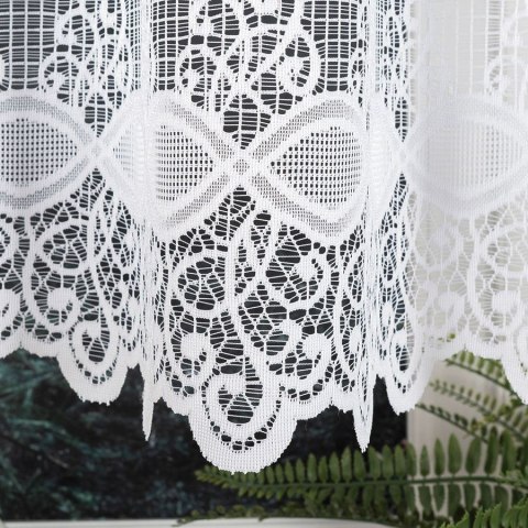 Firanka żakardowa ze wzorem pasowym, wysokość 140cm, kolor 001 biały 018960/000/001/000140/1