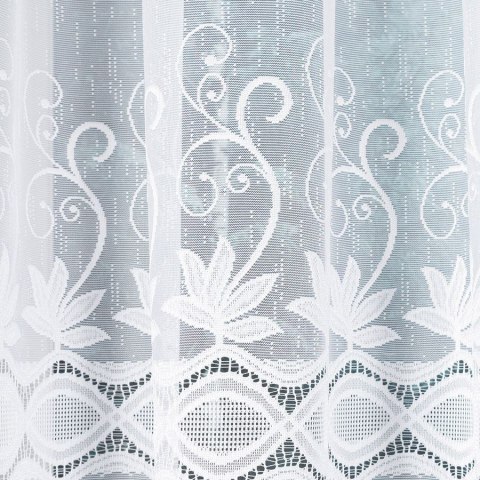 Firanka żakardowa ze wzorem pasowym, wysokość 140cm, kolor 001 biały 018960/000/001/000140/1