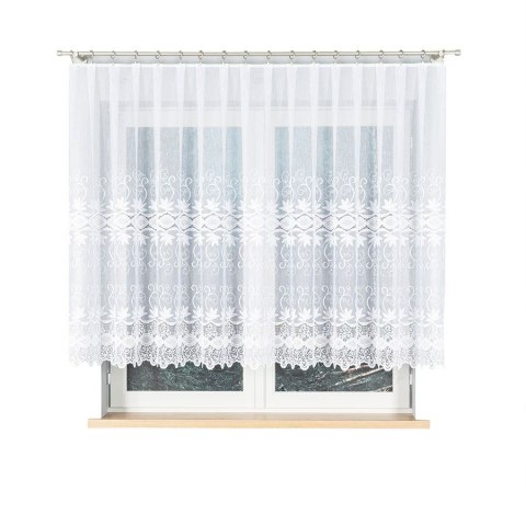 Firanka żakardowa ze wzorem pasowym, wysokość 140cm, kolor 001 biały 018960/000/001/000140/1