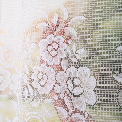 Firanka żakardowa ze wzorem pasowym, wysokość 140cm, kolor 001 biały 044330/000/001/000140/1