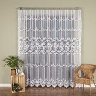 Firanka żakardowa ze wzorem pasowym, wysokość 300cm, kolor 001 biały 361270/000/001/000300/1