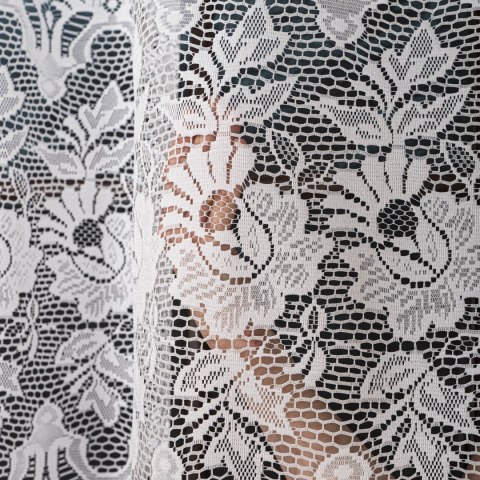 Firanka żakardowa ze wzorem pasowym, wysokość 300cm, kolor 001 biały 361270/000/001/000300/1