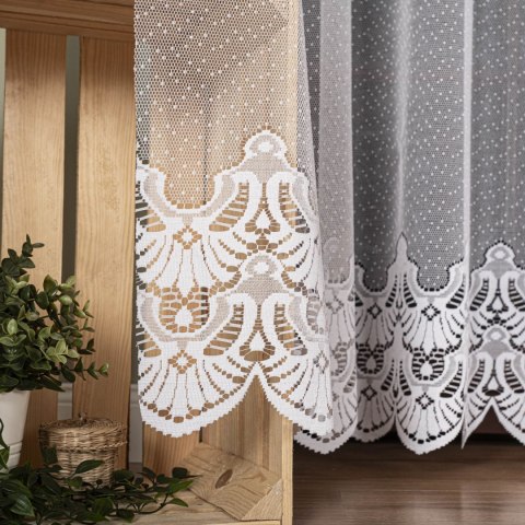 Firanka żakardowa ze wzorem pasowym, wysokość 300cm, kolor 001 biały 361270/000/001/000300/1