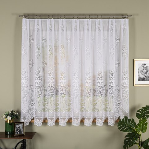 Firanka żakardowa ze wzorem po całości, wysokość 180cm, kolor 001 biały 361350/000/001/000180/1