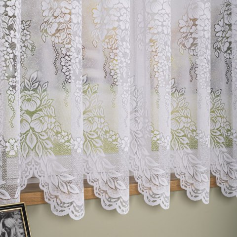 Firanka żakardowa ze wzorem po całości, wysokość 180cm, kolor 001 biały 361350/000/001/000180/1