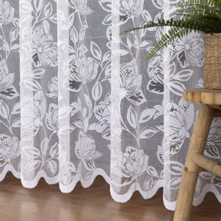 Firanka żakardowa ze wzorem po całości, wysokość 250cm, kolor 001 biały 037800/000/001/000250/1