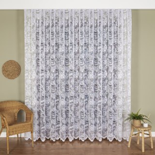 Firanka żakardowa ze wzorem po całości, wysokość 250cm, kolor 001 biały 037800/000/001/000250/1