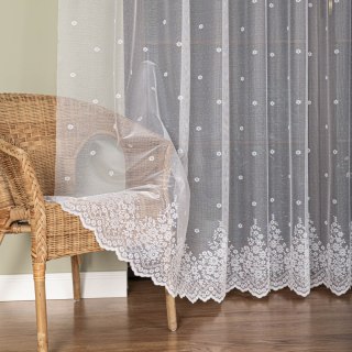 Firanka żakardowa ze wzorem po całości, wysokość 250cm, kolor 001 biały 131011/000/001/000250/1