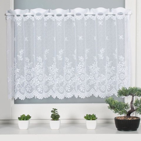 KAROLINA Zazdrostka żakardowa ze wzorem po całości, wysokość 40cm, kolor 001 biały D54160/000/001/000040/1