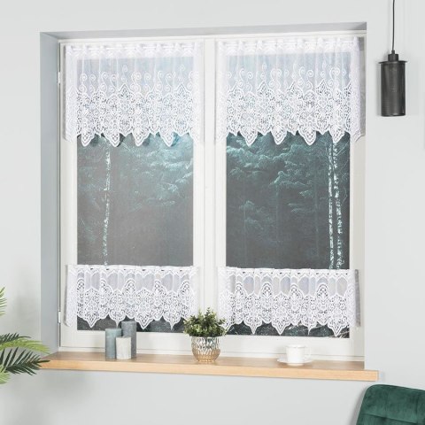 Zazdrostka żakardowa ze wzorem pasowym, wysokość 30cm, kolor 001 biały 018495/000/001/000030/1