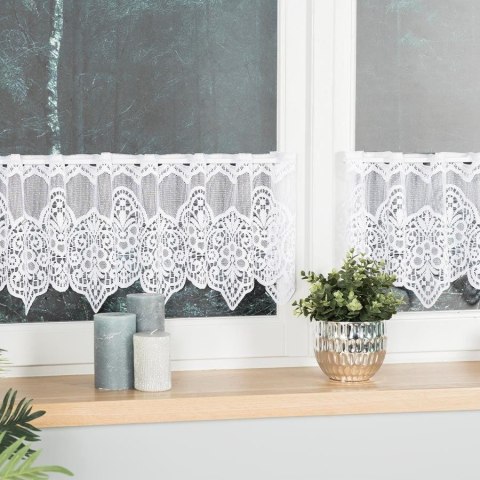 Zazdrostka żakardowa ze wzorem pasowym, wysokość 30cm, kolor 001 biały 018495/000/001/000030/1