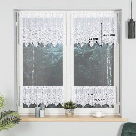 Zazdrostka żakardowa ze wzorem pasowym, wysokość 30cm, kolor 001 biały 018495/000/001/000030/1