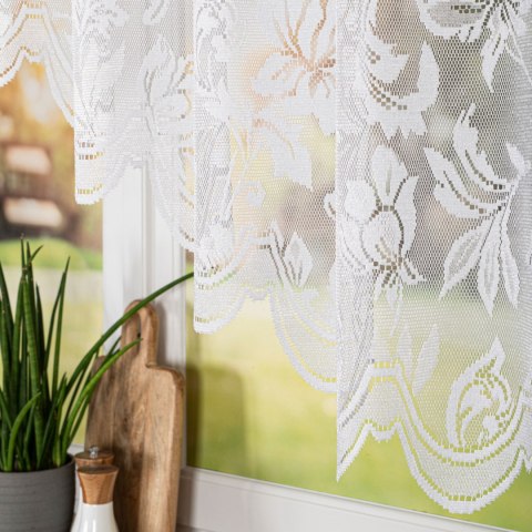 BARBARA Firanka żakardowa odpasowana, szerokość 300 x wysokość 140cm, kolor 001 biały 301101/FBL/001/300140/1