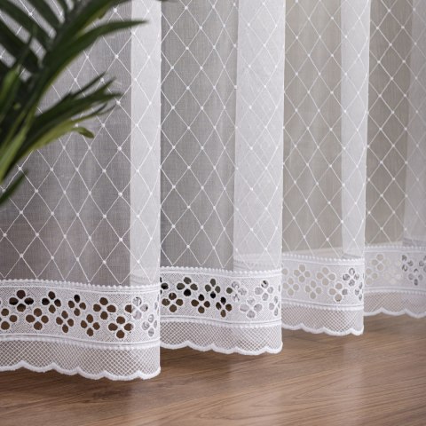 Firanka haftowana po całości, wysokość 285cm, kolor 001 biały FH0019/768/001/000285/1