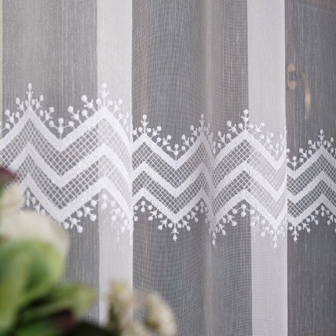 Firanka haftowana na metry FH0024 wysokość 285 cm kolor biały
