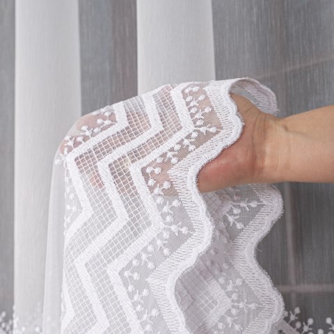 Firanka haftowana na metry FH0024 wysokość 285 cm kolor biały