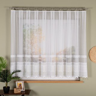 Firanka żakardowa pasowa, wysokość 155cm, kolor 001 biały 107627/000/001/000155/1