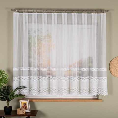 Firanka żakardowa pasowa, wysokość 155cm, kolor 001 biały 107627/000/001/000155/1