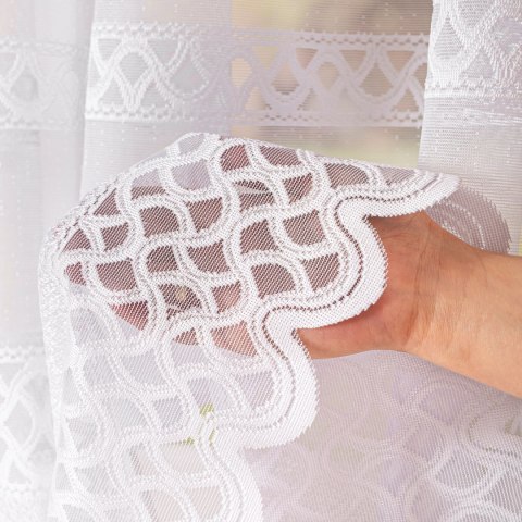 Firanka żakardowa pasowa, wysokość 155cm, kolor 001 biały 107627/000/001/000155/1