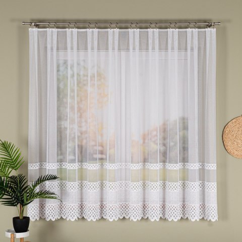 Firanka żakardowa pasowa, wysokość 175cm, kolor 001 biały 107627/000/001/000175/1