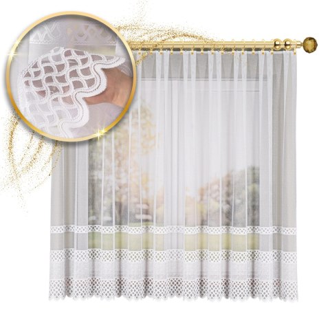 Firanka żakardowa pasowa, wysokość 175cm, kolor 001 biały 107627/000/001/000175/1