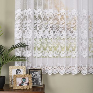 Firanka żakardowa ze wzorem pasowym, wysokość 170cm, kolor 001 biały 361270/000/001/000170/1