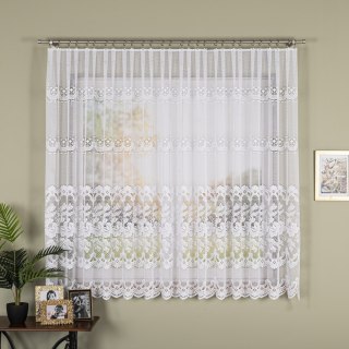 Firanka żakardowa ze wzorem pasowym, wysokość 170cm, kolor 001 biały 361270/000/001/000170/1