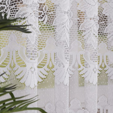 Firanka żakardowa ze wzorem pasowym, wysokość 170cm, kolor 001 biały 361270/000/001/000170/1