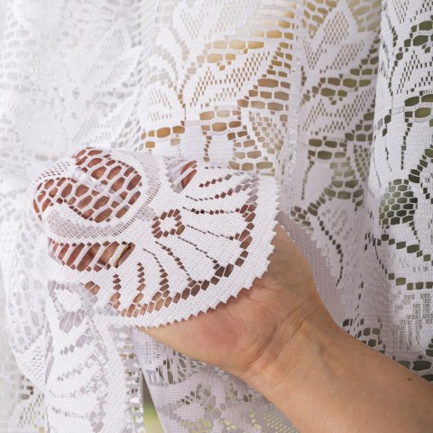 Firanka żakardowa ze wzorem pasowym, wysokość 170cm, kolor 001 biały 361270/000/001/000170/1