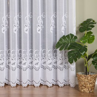 Firanka żakardowa ze wzorem pasowym, wysokość 250cm, kolor 001 biały 361710/000/001/000250/1