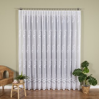 Firanka żakardowa ze wzorem pasowym, wysokość 250cm, kolor 001 biały 361710/000/001/000250/1