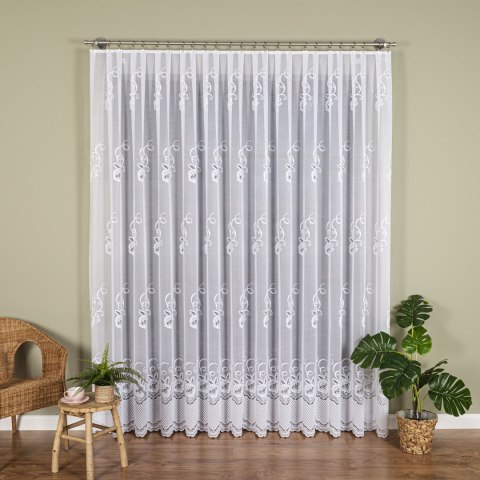 Firanka żakardowa ze wzorem pasowym, wysokość 250cm, kolor 001 biały 361710/000/001/000250/1