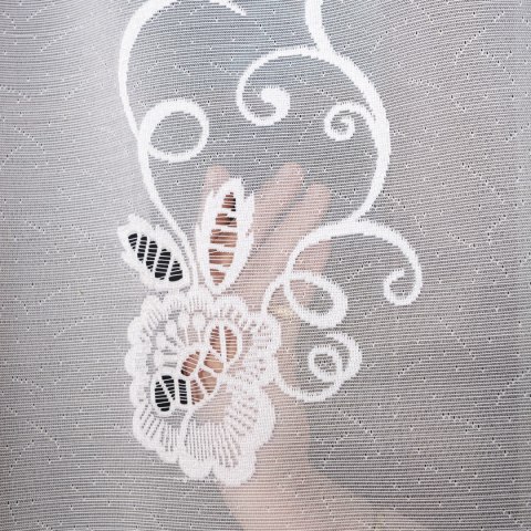 Firanka żakardowa ze wzorem pasowym, wysokość 250cm, kolor 001 biały 361710/000/001/000250/1